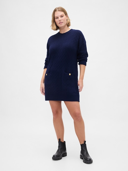 Image number 4 showing, CashSoft Cable-Knit Mini Sweater Dress