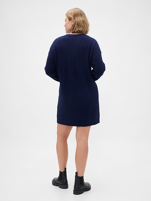 Image number 5 showing, CashSoft Cable-Knit Mini Sweater Dress