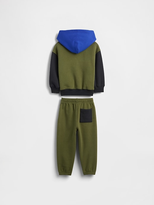 L'image numéro 3 présente Ensemble en coton ouaté VintageDoux à couleurs contrastantes avec chandail à capuchon pour Bébé et Tout-petit