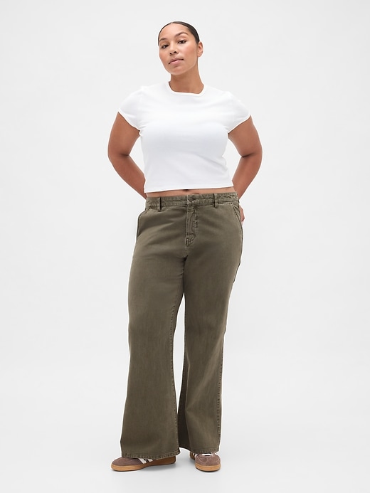 Image number 5 showing, Low Rise Relaxed Flare Khakis