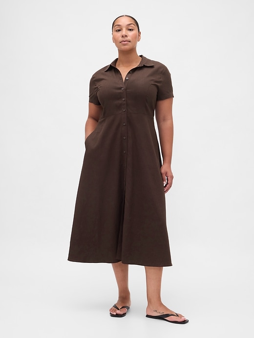 Image number 5 showing, Linen-Blend Midi Shirtdress