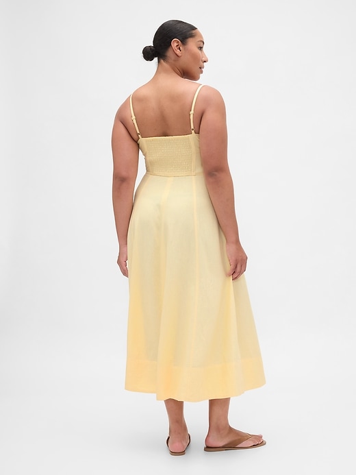 Image number 6 showing, Linen-Blend Seamed Corset Midi Dress