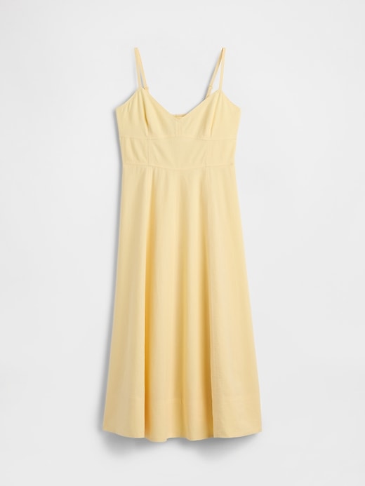 Image number 7 showing, Linen-Blend Seamed Corset Midi Dress