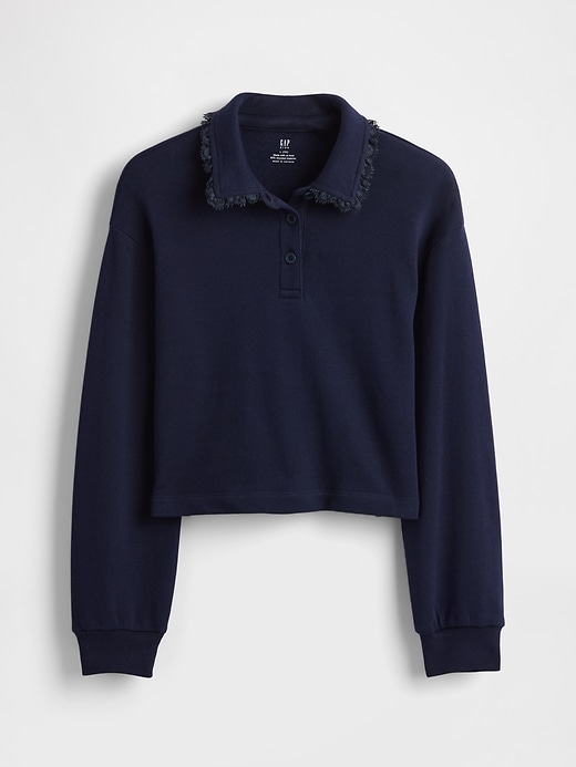 Image number 2 showing, Kids French Terry Lace-Trim Polo Sweatshirt