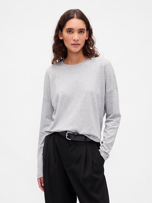 Image number 1 showing, Supima® Cotton Oversized Crop T-Shirt
