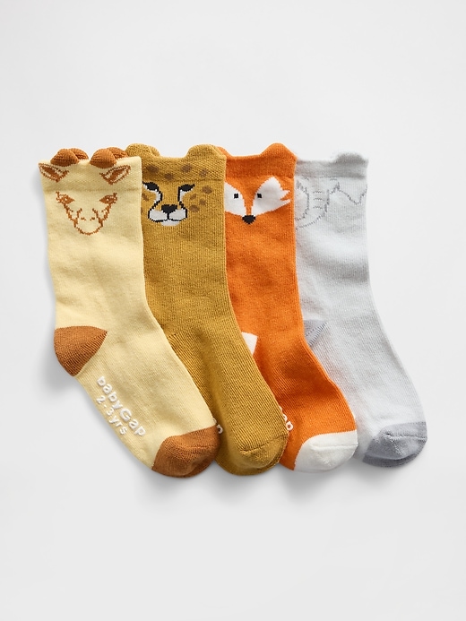 Image number 1 showing, Baby & Toddler Animal Crew Socks (4-Pack)