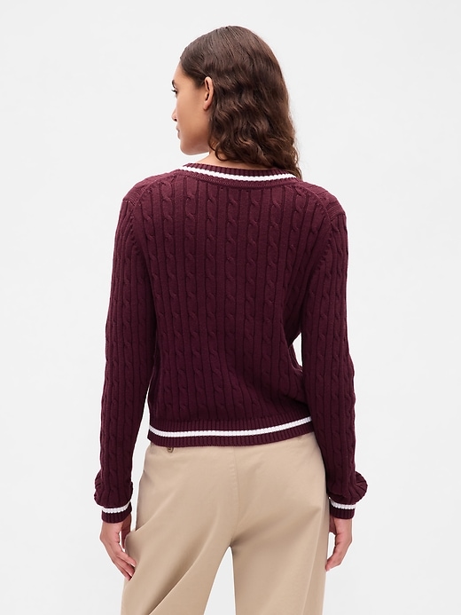 Image number 3 showing, 100% Cotton Cable-Knit Cardigan
