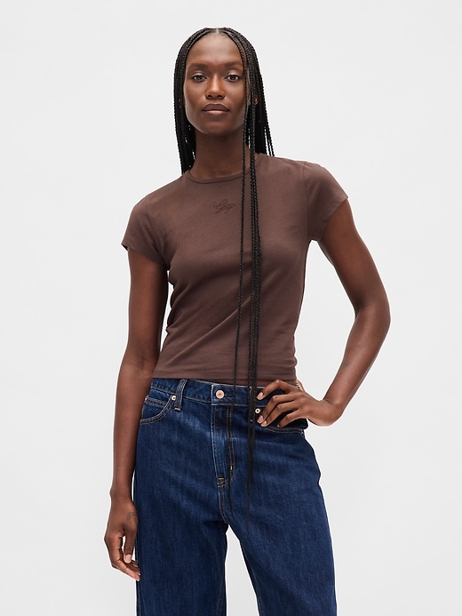 Image number 1 showing, Cotton Jersey Crop Logo T-Shirt