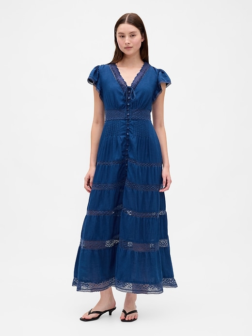 Image number 1 showing, Lace-Trim Midi Dress