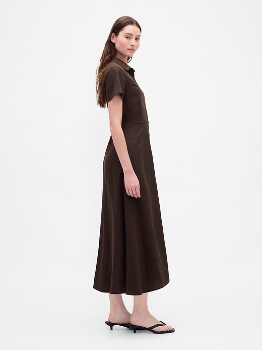 Image number 3 showing, Linen-Blend Midi Shirtdress