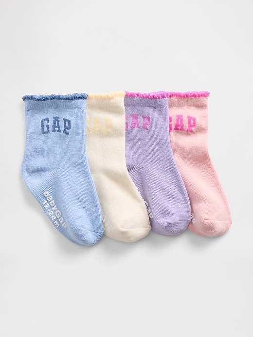 Image number 1 showing, Baby & Toddler Quarter Crew Logo Socks (4-Pack)