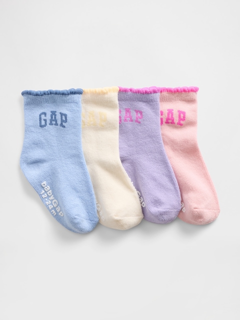Baby & Toddler Quarter Crew Logo Socks (4-Pack)