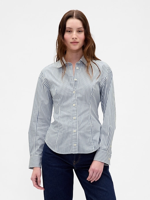 Image number 1 showing, Organic Cotton Poplin Dolman Classic Shirt