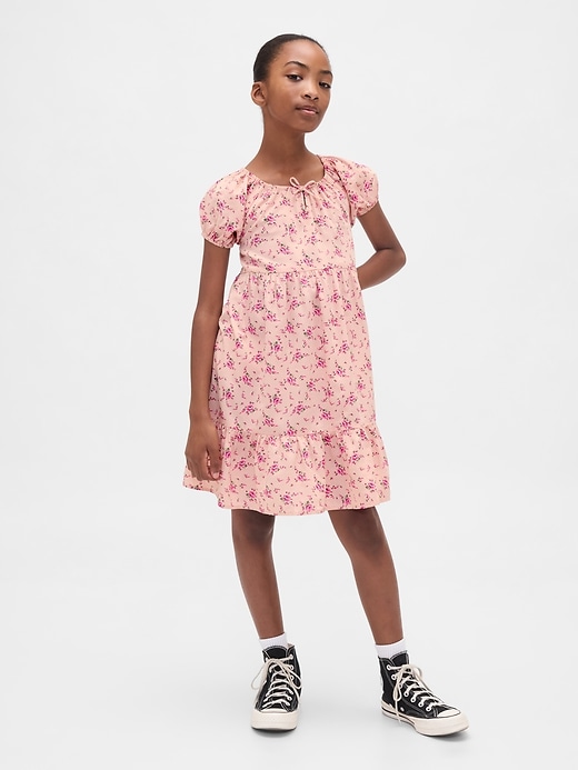 Image number 1 showing, Kids Puff-Sleeve Tiered Dress