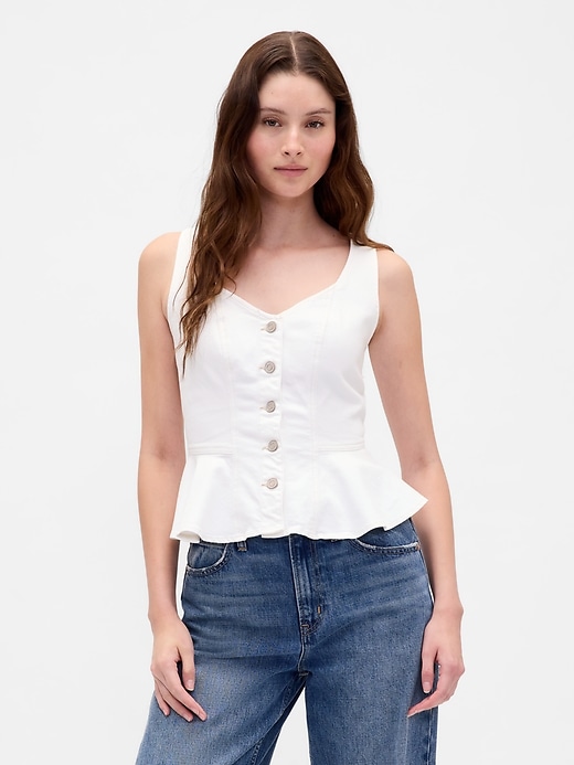 Image number 1 showing, Denim Peplum Tank Top