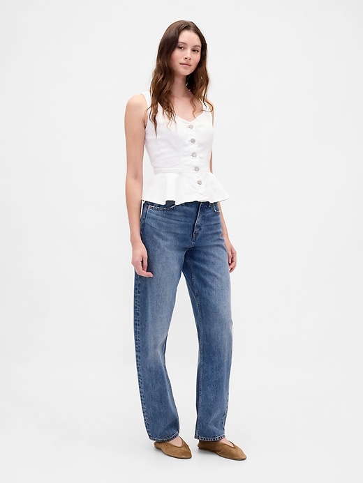 Image number 2 showing, Denim Peplum Tank Top