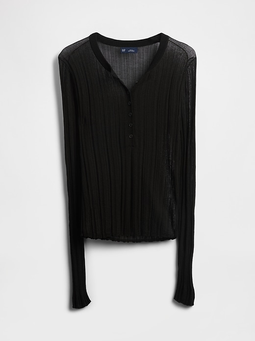 トップス Nylon SEE THROUGH HENLEY NECK KNIT Sheer Rib Henley Sweater | Gap