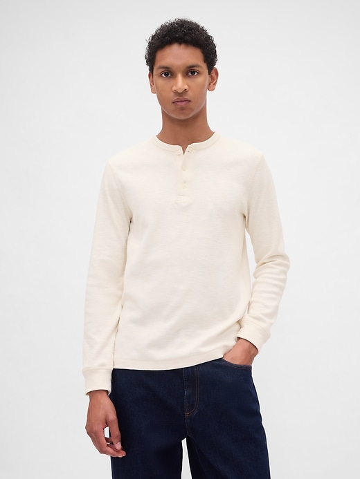 Image number 1 showing, Double-Knit Henley T-Shirt