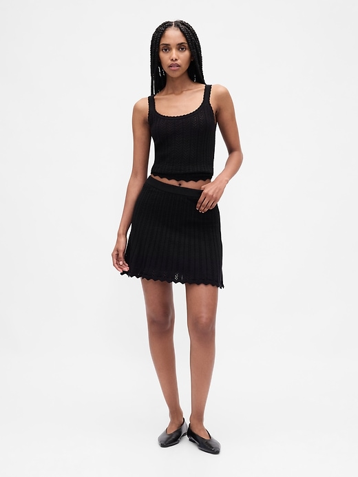 Image number 1 showing, 100% Cotton Pointelle Mini Skirt