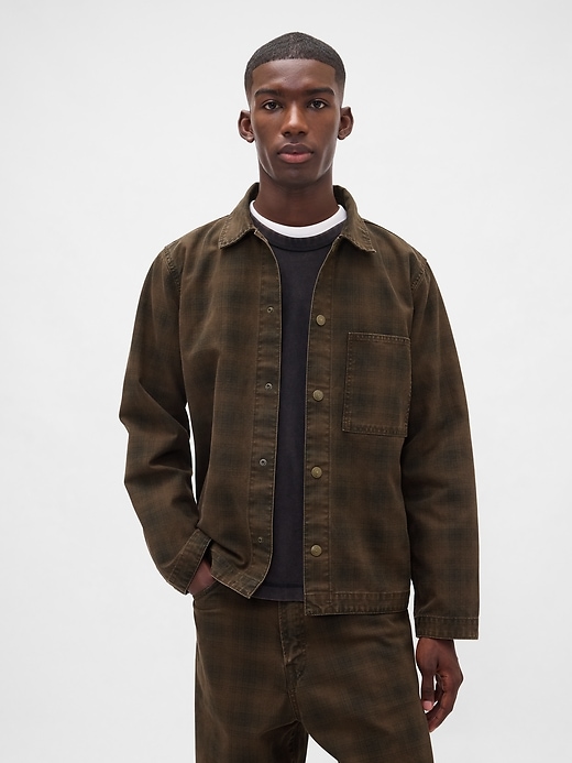 Image number 1 showing, Plaid Canvas Denim Overshirt
