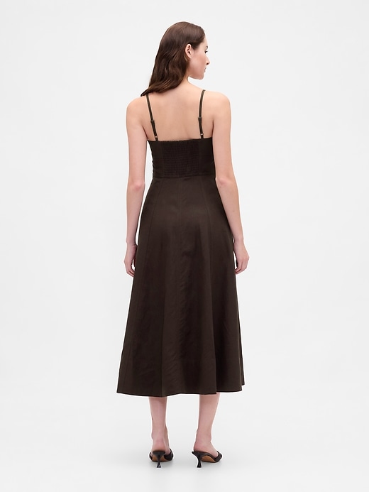 Image number 2 showing, Linen-Blend Seamed Corset Midi Dress