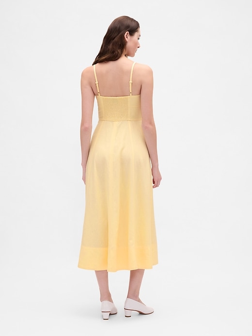Image number 2 showing, Linen-Blend Seamed Corset Midi Dress