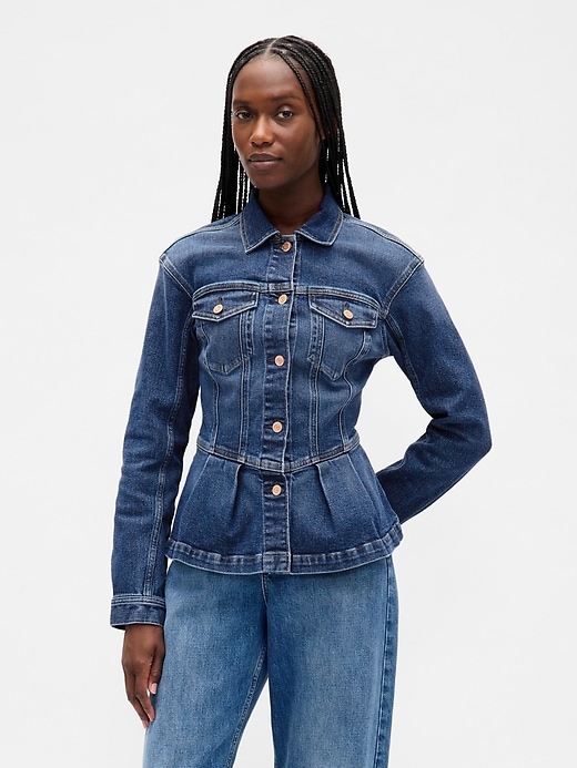 Image number 1 showing, Denim Peplum Jacket