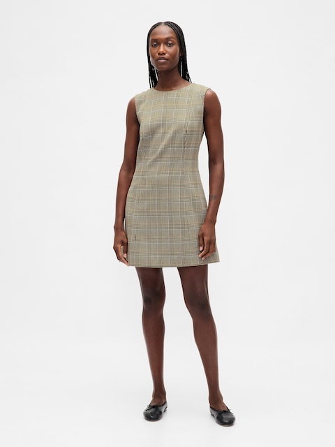 High-Neck Mini Shift Dress