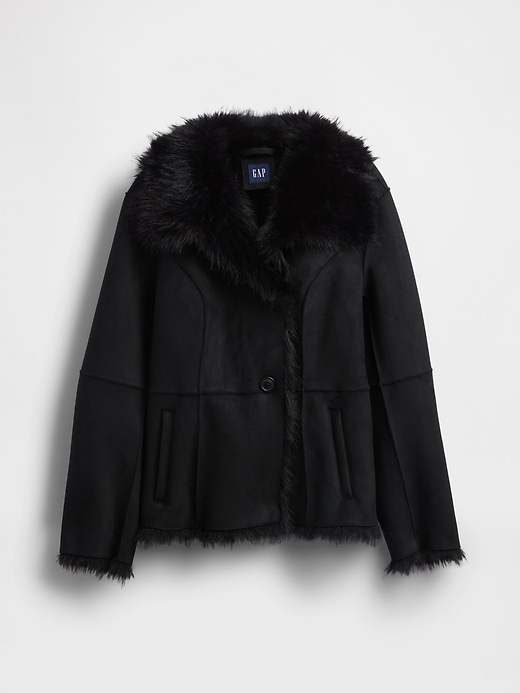 Image number 6 showing, Vegan Suede & Faux Fur Jacket