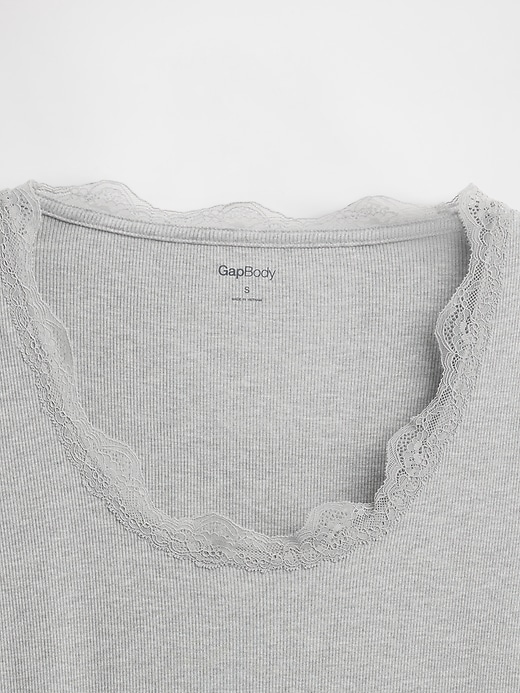 Image number 4 showing, Mini Rib Lace-Trim PJ Top