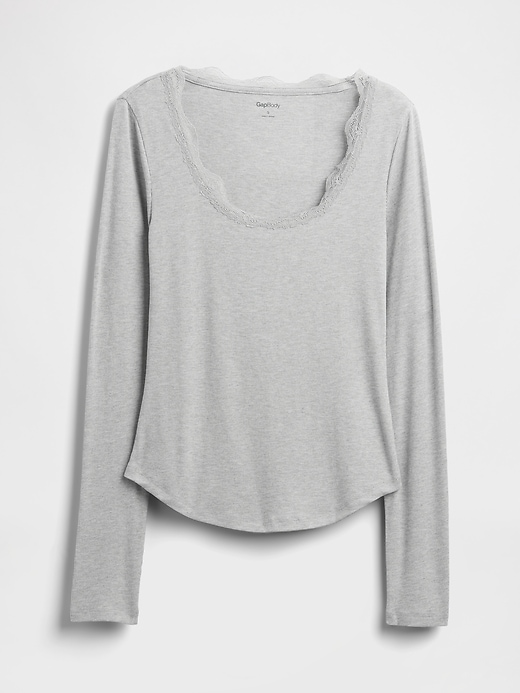 Image number 5 showing, Mini Rib Lace-Trim PJ Top