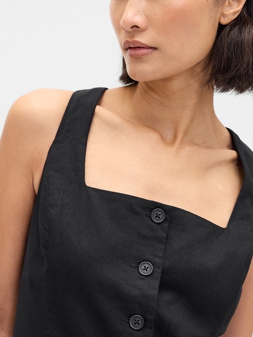 Image number 4 showing, Linen-Blend Button-Front Mini Dress