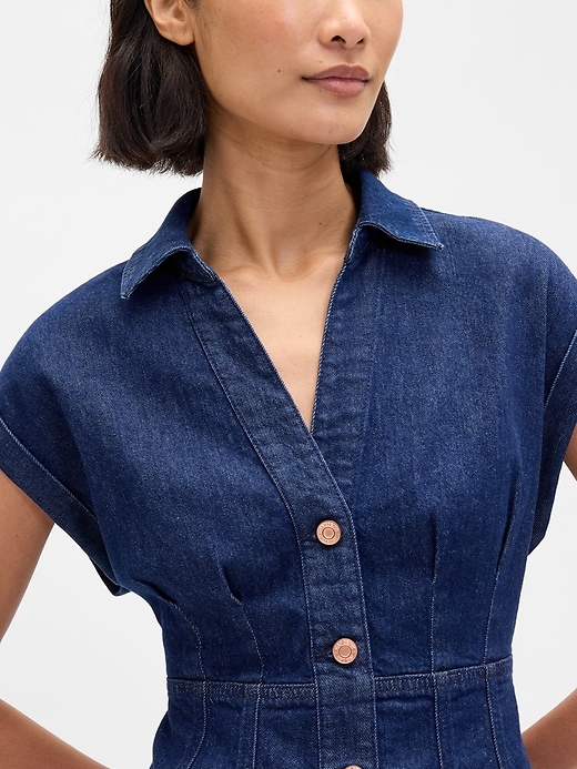 Image number 4 showing, Denim Seamed Mini Dress