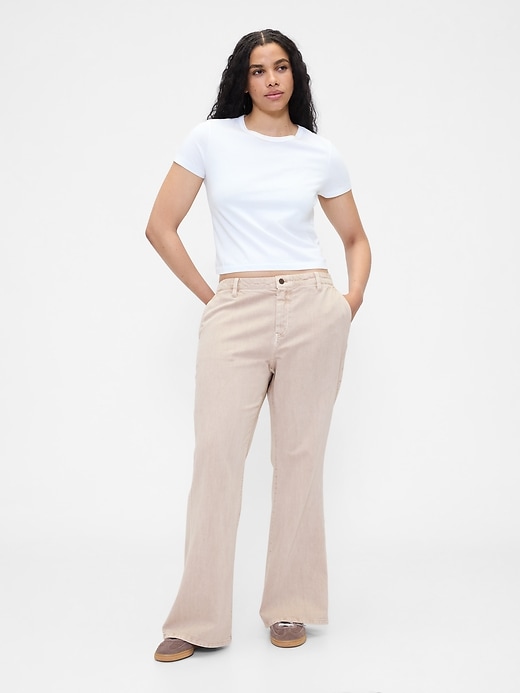 Image number 5 showing, Low Rise Relaxed Flare Khakis