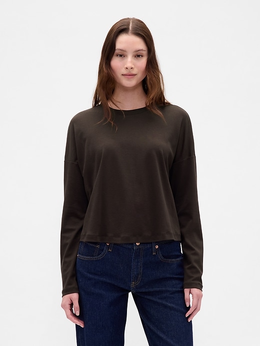 Image number 1 showing, Supima® Cotton Oversized Crop T-Shirt
