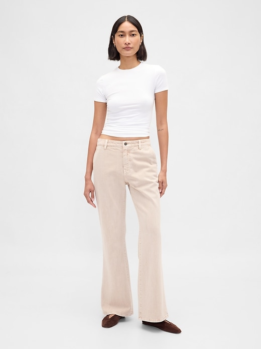 Image number 1 showing, Low Rise Relaxed Flare Khakis