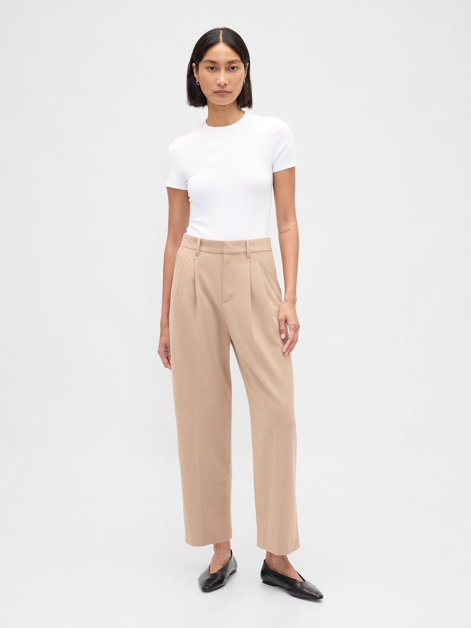 365 High Rise Brushed Twill Taper Ankle Trousers