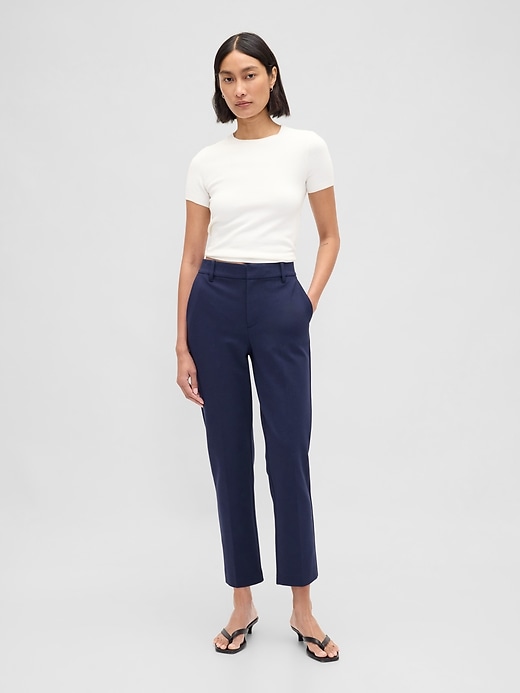 Image number 1 showing, High Rise Double Knit Slim Crop Pants