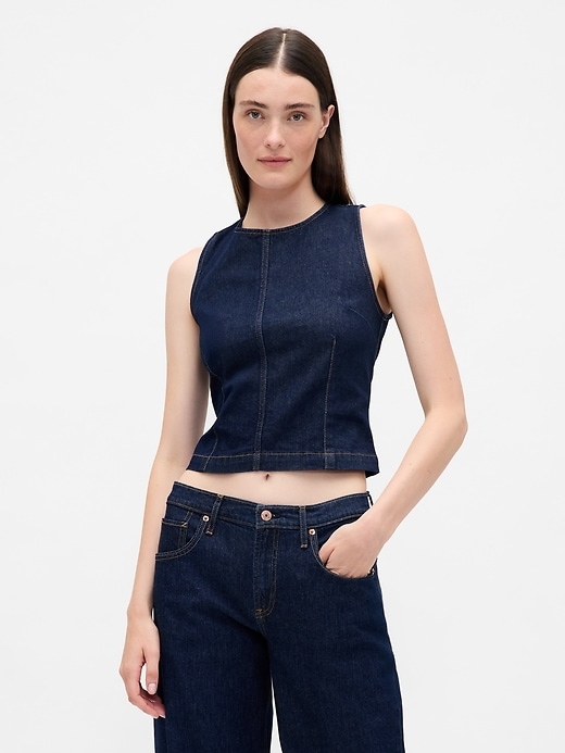 Image number 1 showing, Denim Crop Shell Tank Top
