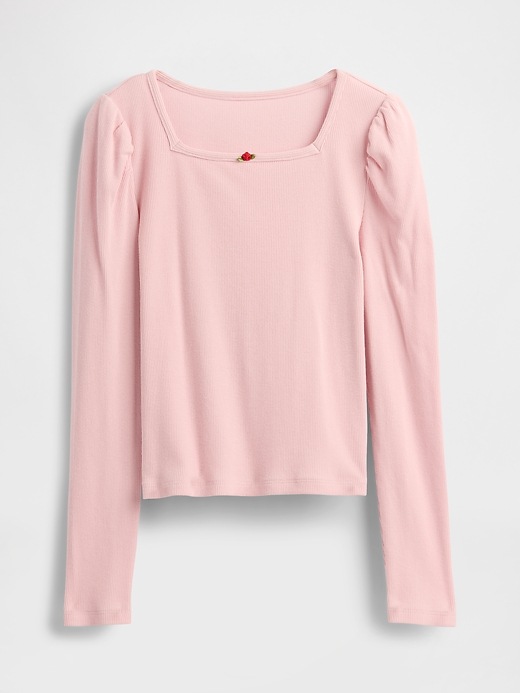 Image number 2 showing, Kids Rib Puff-Sleeve Top