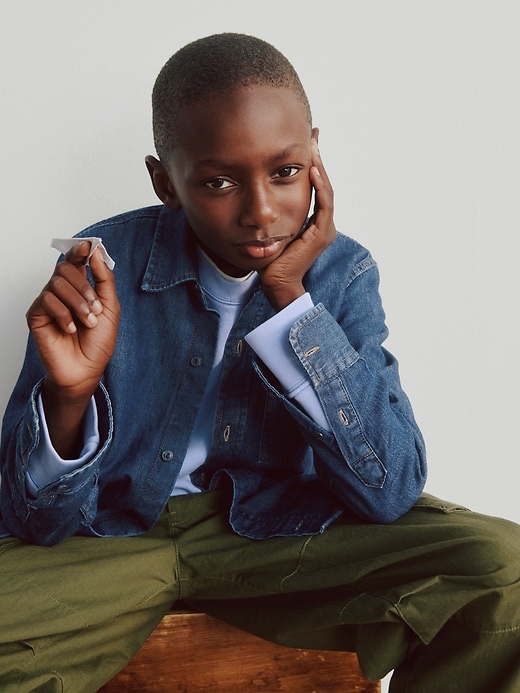 Image number 6 showing, Kids Denim Oversized Shirt