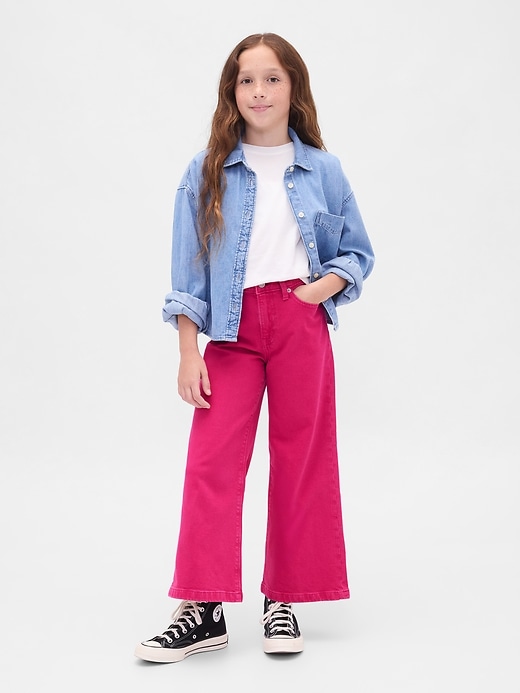 Image number 1 showing, Kids High Rise Stride Wide-Leg Ankle Jeans