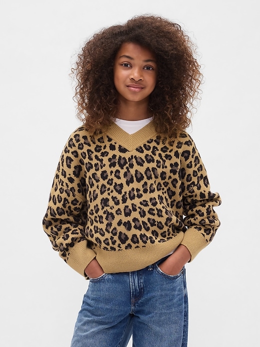 Image number 1 showing, Kids Boxy V-Neck Sweater