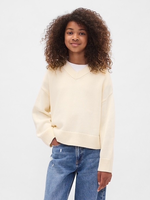 Image number 1 showing, Kids Boxy V-Neck Sweater