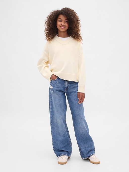 Image number 4 showing, Kids Boxy V-Neck Sweater