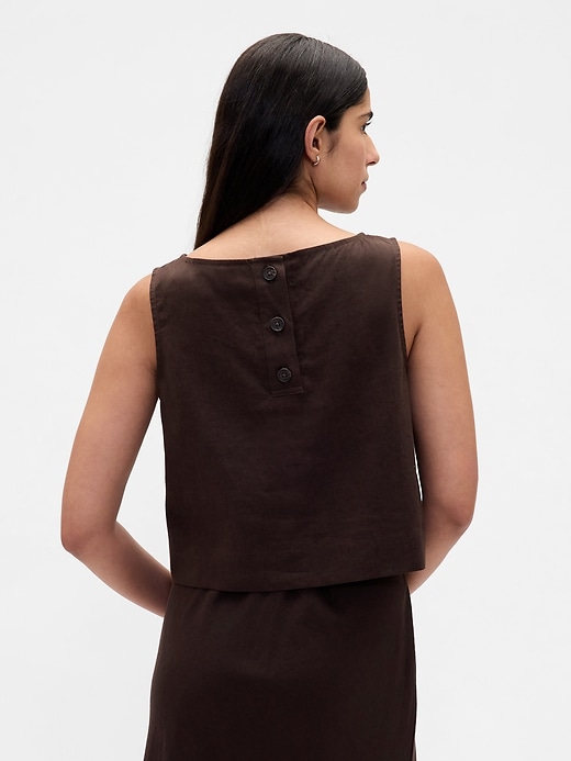 Image number 3 showing, Linen-Blend Crop Shell Tank Top