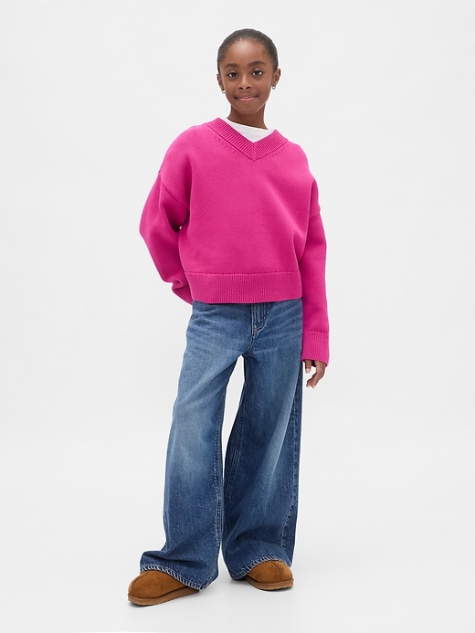 Image number 4 showing, Kids Boxy V-Neck Sweater