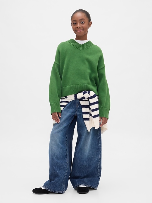Image number 4 showing, Kids Boxy V-Neck Sweater