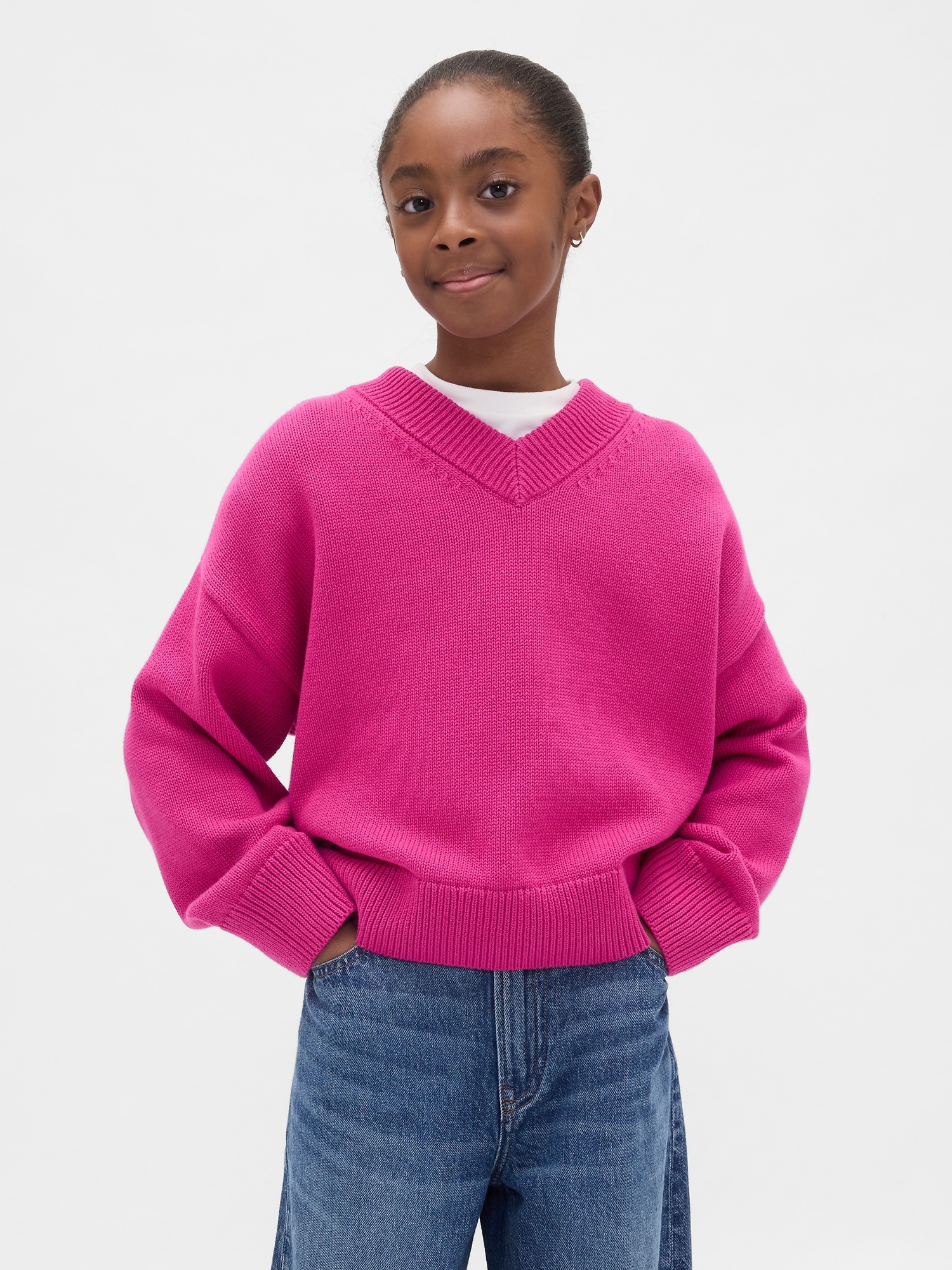 Kids Boxy V-Neck Sweater