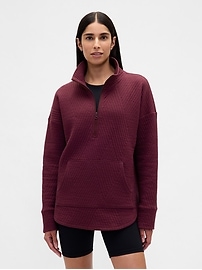 Image number 1 showing, GapFit Quilted Jacquard Half-Zip Pullover